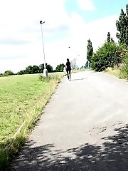 15 pictures - Dark haired girl wearing glasses pees outside