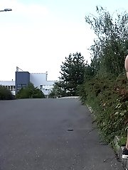 15 pictures - Pretty babe lifts her leg up to piss outside