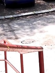 15 pictures - Blonde in knee socks pisses on the ground