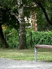 15 pictures - Gorgeous redhead lifts up her legs to piss outside