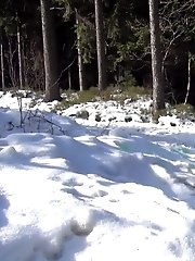 15 pictures - Stunning brunette pulls down her pantyhose to pee